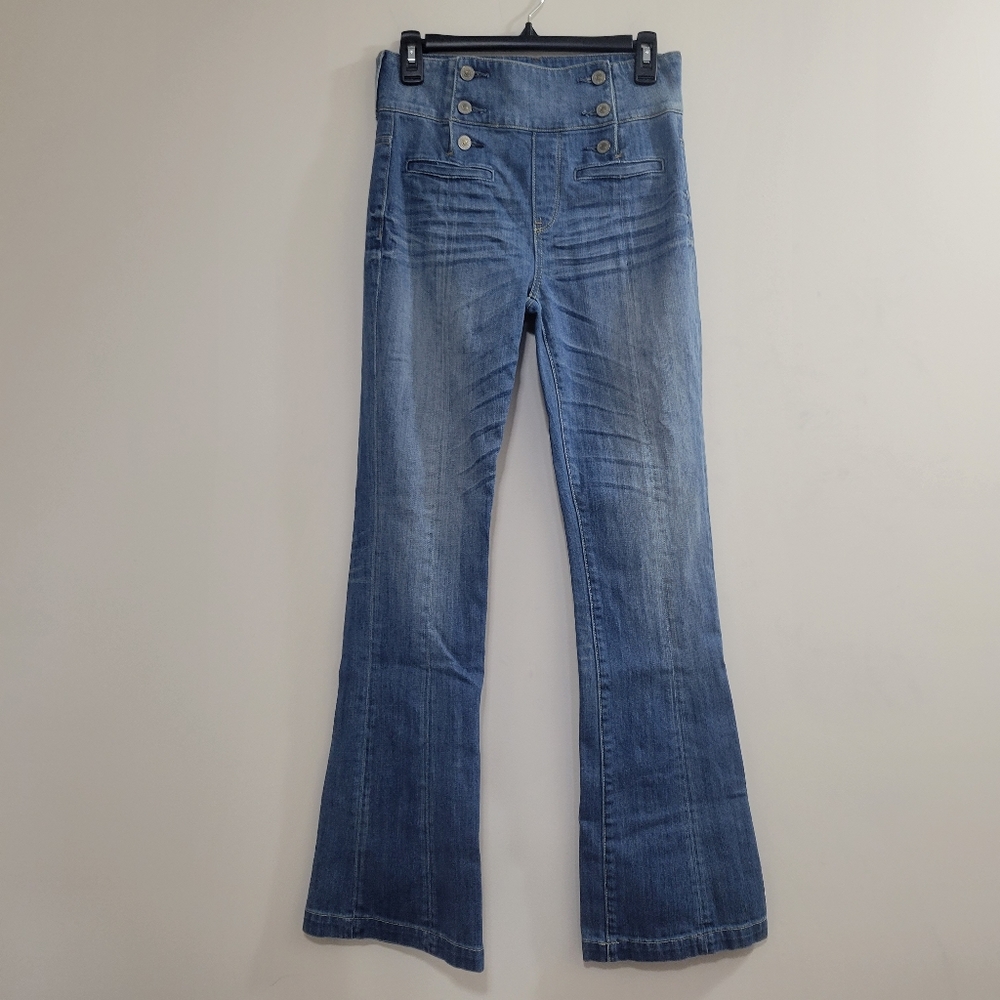 Abercrombie sailor button jeans high rise flare 4